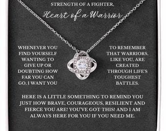 Warrior Gift Necklace For Her, Strong Woman Necklace, Strength of a Fighter Inspirational Gift, Strength Keepsake, Words of Encouragement