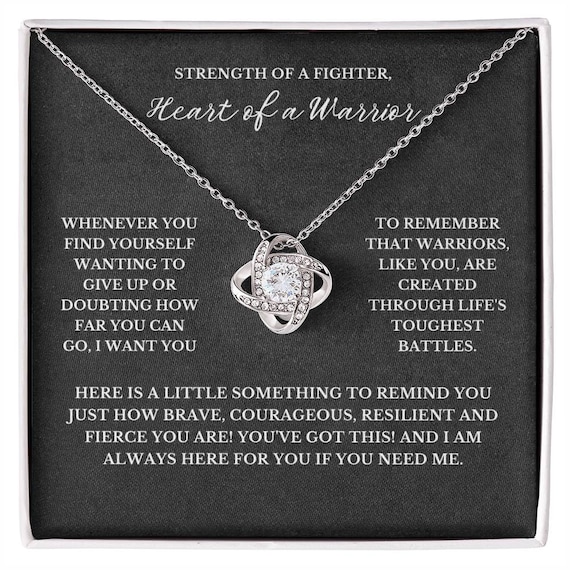 Warrior Gift Necklace For Her, Strong Woman Necklace, Strength of a Fighter Inspirational Gift, Strength Keepsake, Words of Encouragement