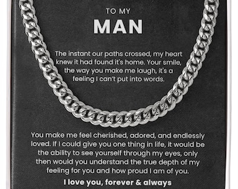 To My Man Necklace Gift For Him, Gift For Husband, Jewelry Gifts for Men, Boyfriend Birthday Gift, Anniversary Gift For Men, Mens Necklace