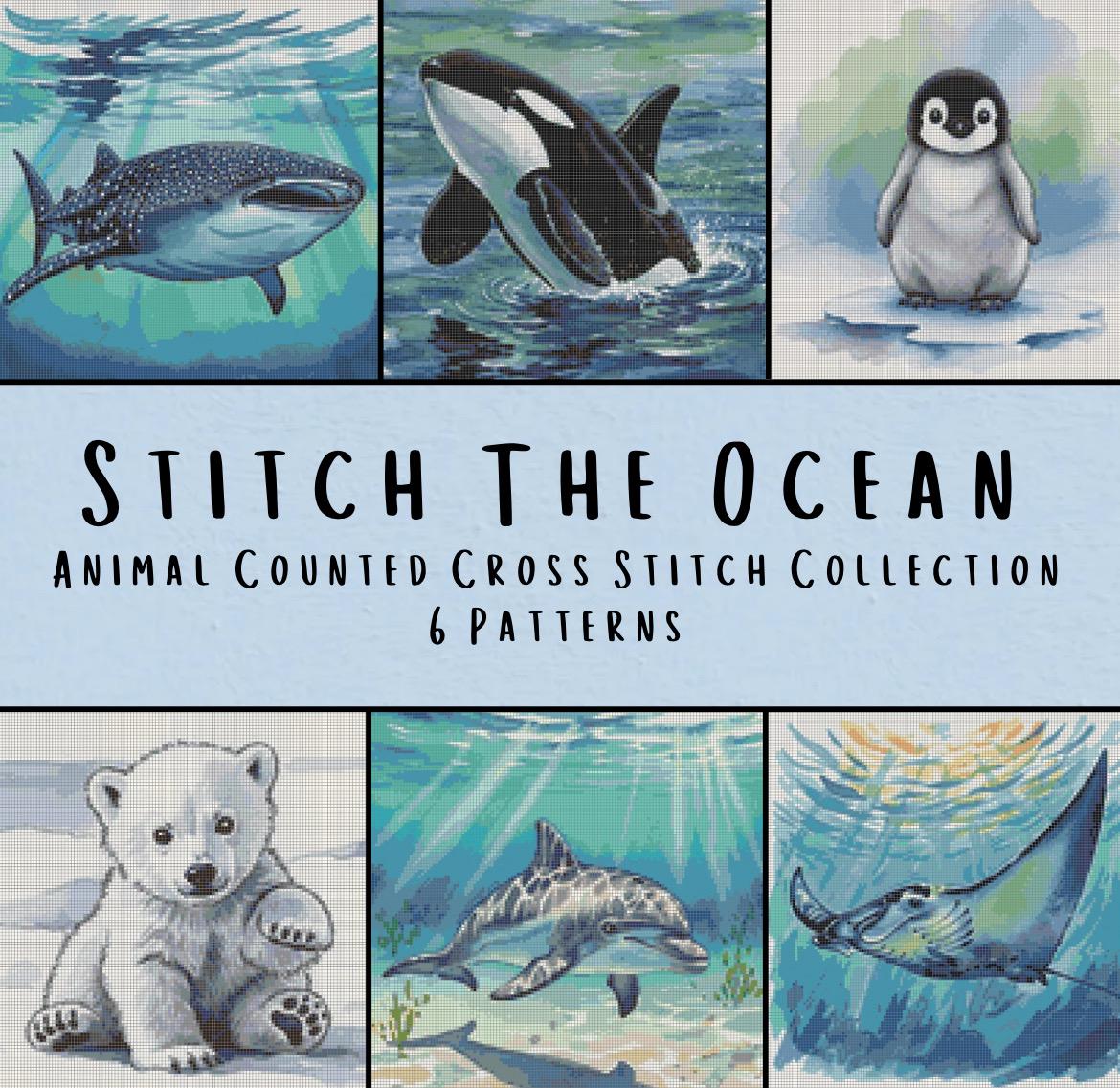 6 Ocean Animal Counted Cross Stitch Patterns Printable PDF Bundle - Etsy