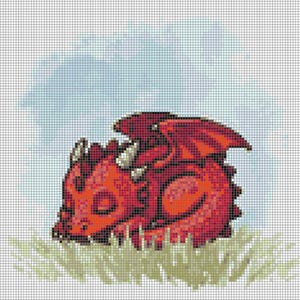 Sleeping Red Dragon Cross Stitch Pattern Printable PDF