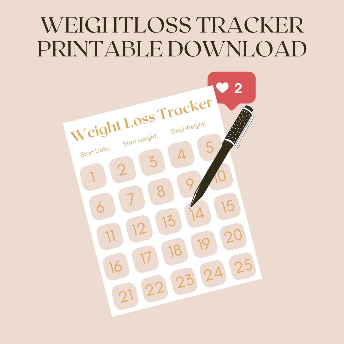 Weight Loss Tracker, Printable Weight Loss Tracker, Weight Loss Journal