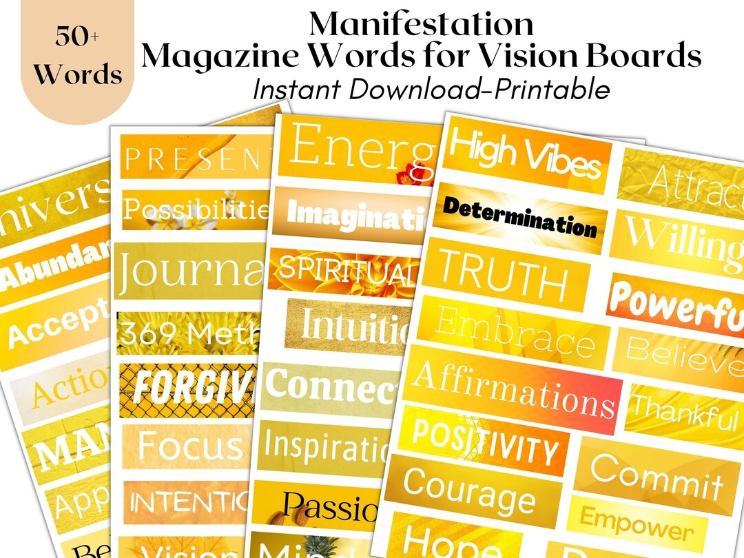 Vision Board Kit, Vision Board Printables, Printable Magazine Words ...