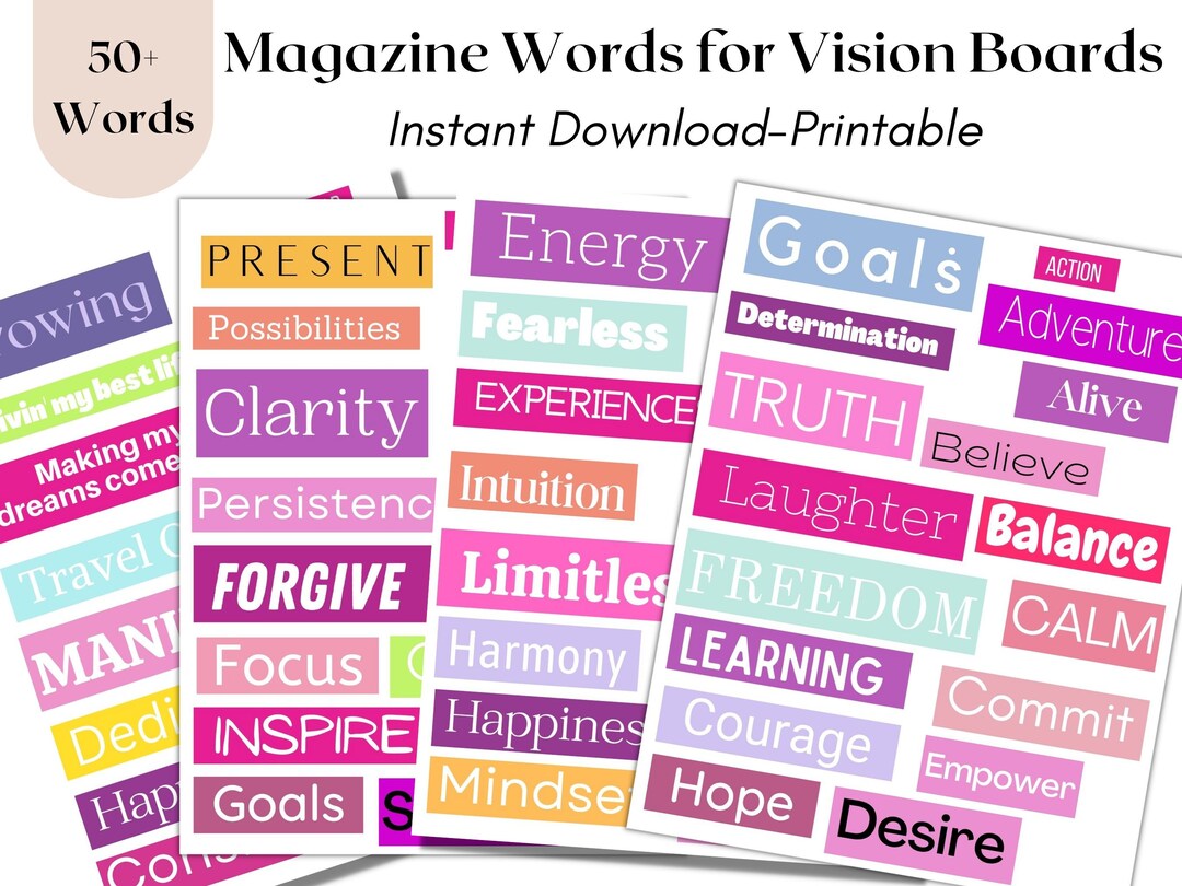 Vision Board Kit, Vision Board Printables, Printable Magazine Words ...