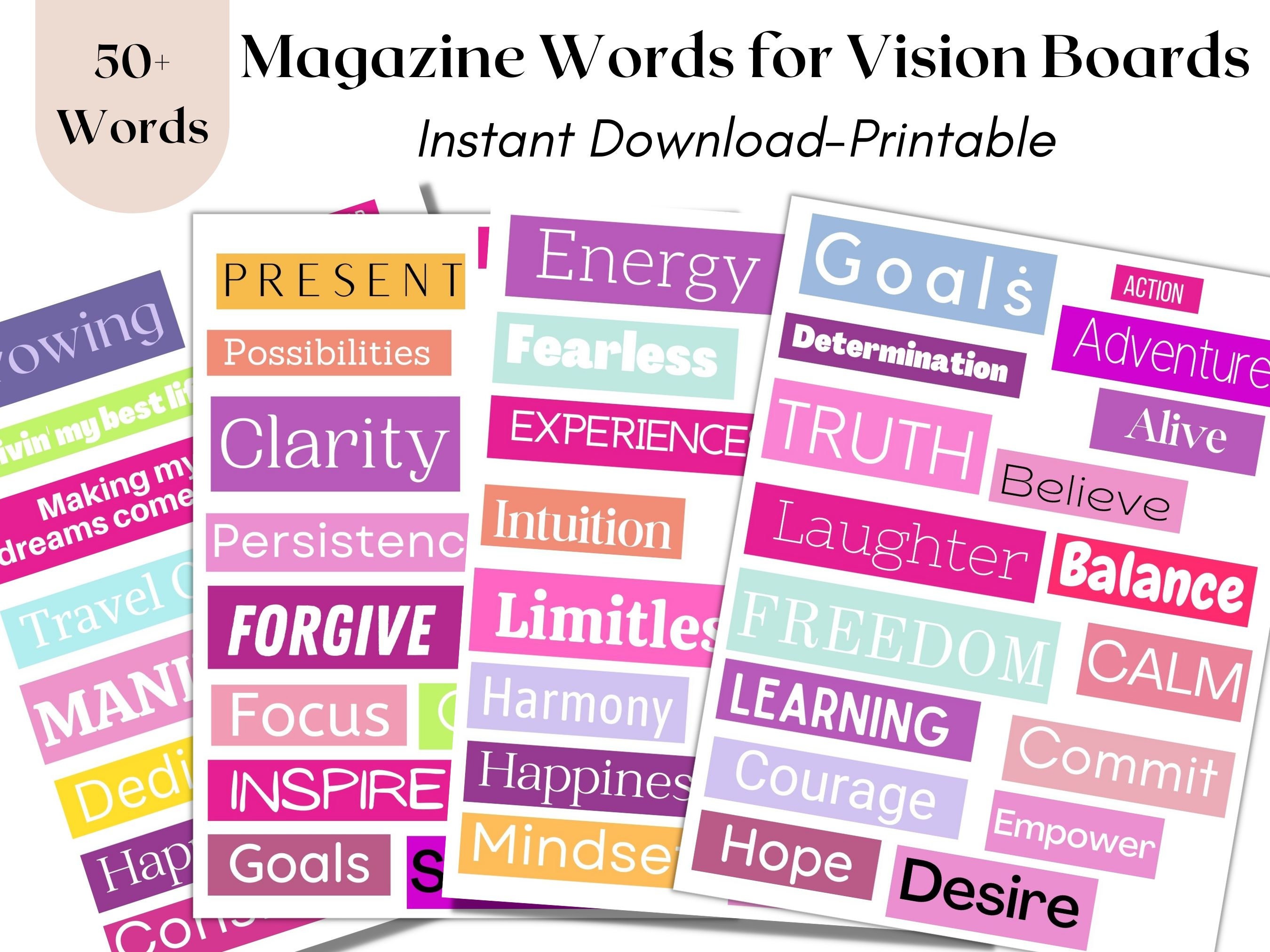 Vision Board Word Art Quotes: 160+ Motivational and Inspirational Word Art  Quotes Vision Board Kit For Adults Supplies ( magazines for vision board 