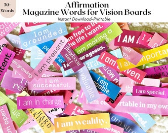 Vision Board Kit, Vision Board Printables, Printable Magazine Words, Vision Board Template, Vision Board