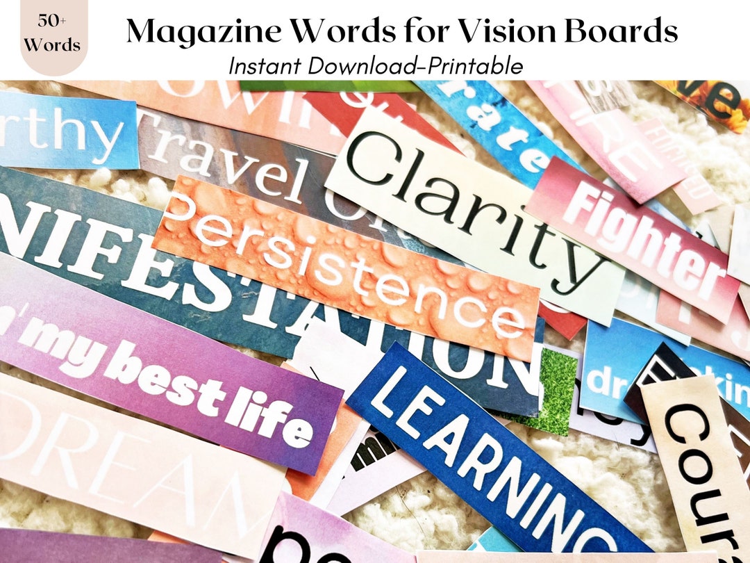 Buy Vision Board Kit, Vision Board Printables, Printable Magazine Words ...