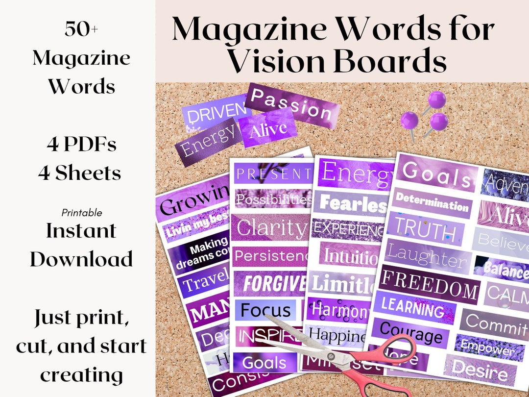 Vision Board Kit, Vision Board Printables, Printable Magazine Words ...