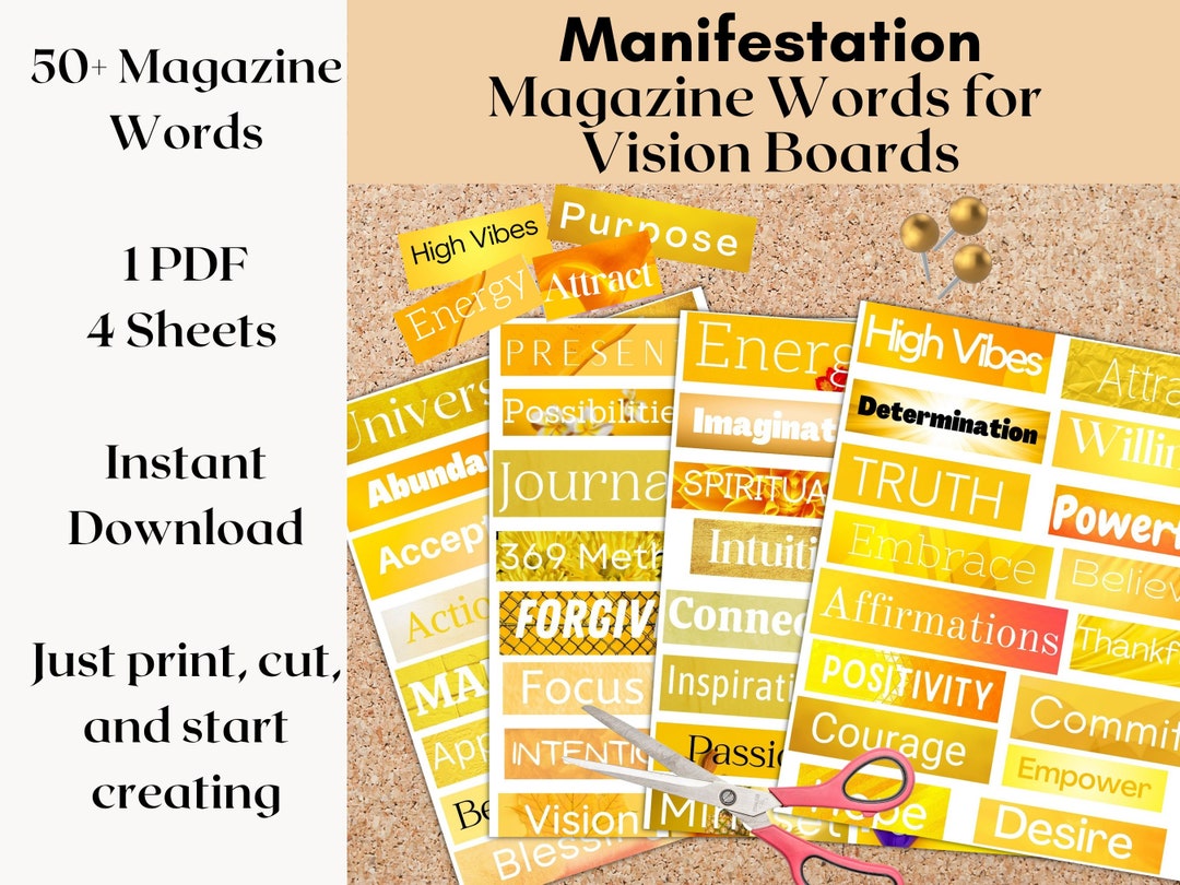 Vision Board Kit, Vision Board Printables, Printable Magazine Words ...
