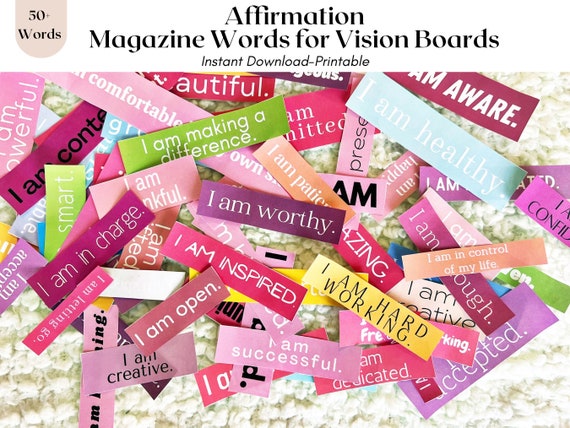 Vision Board Kit, Vision Board Printables, Printable Magazine Words, Vision  Board Template, Vision Board 