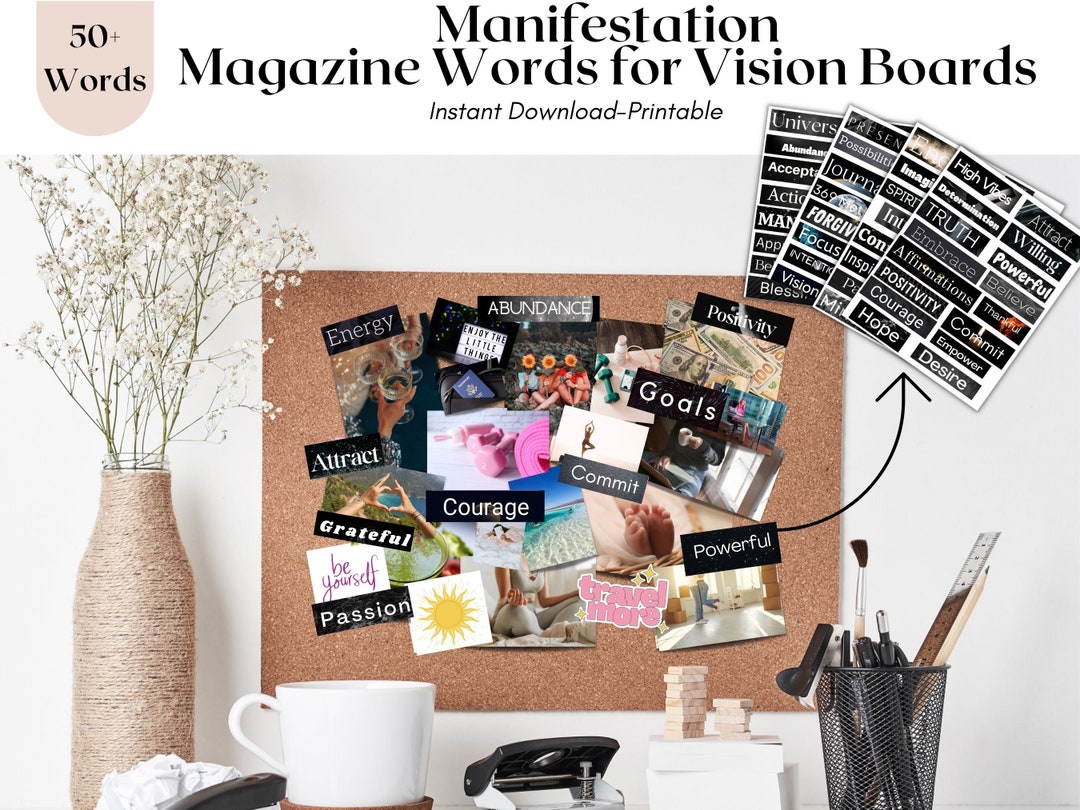 Vision Board Kit, Vision Board Printables, Printable Magazine Words ...
