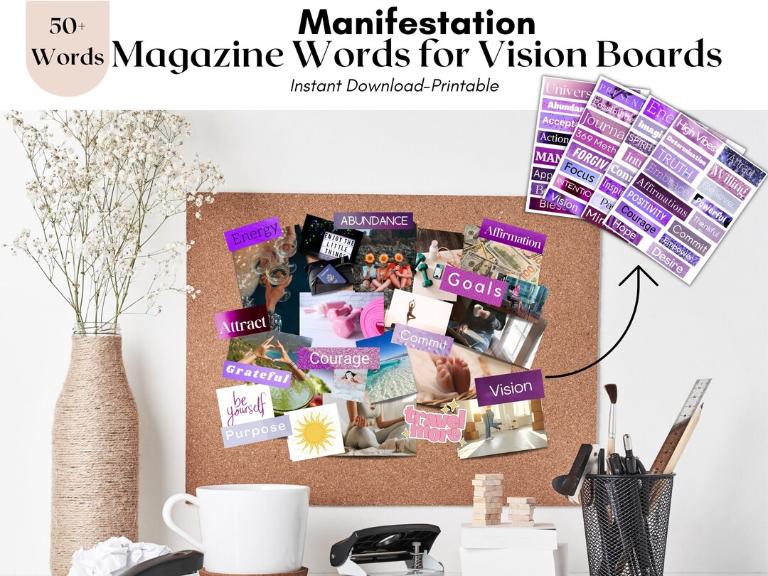 Vision Board Kit, Vision Board Printables, Printable Magazine Words ...