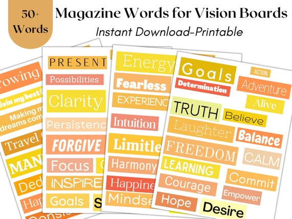 Vision Board Kit, Vision Board Printables, Printable Magazine Words, Vision  Board Template, Vision Board 