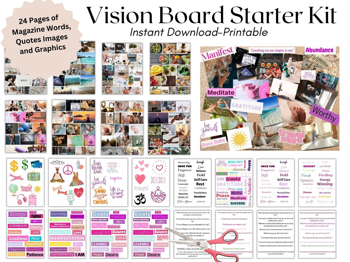 Vision Board Kit, Vision Board Printables, Vision Board Template ...