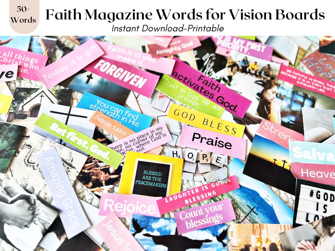 Faith Over Fear Vision Board Kit, Vision Board Printables, Printable ...