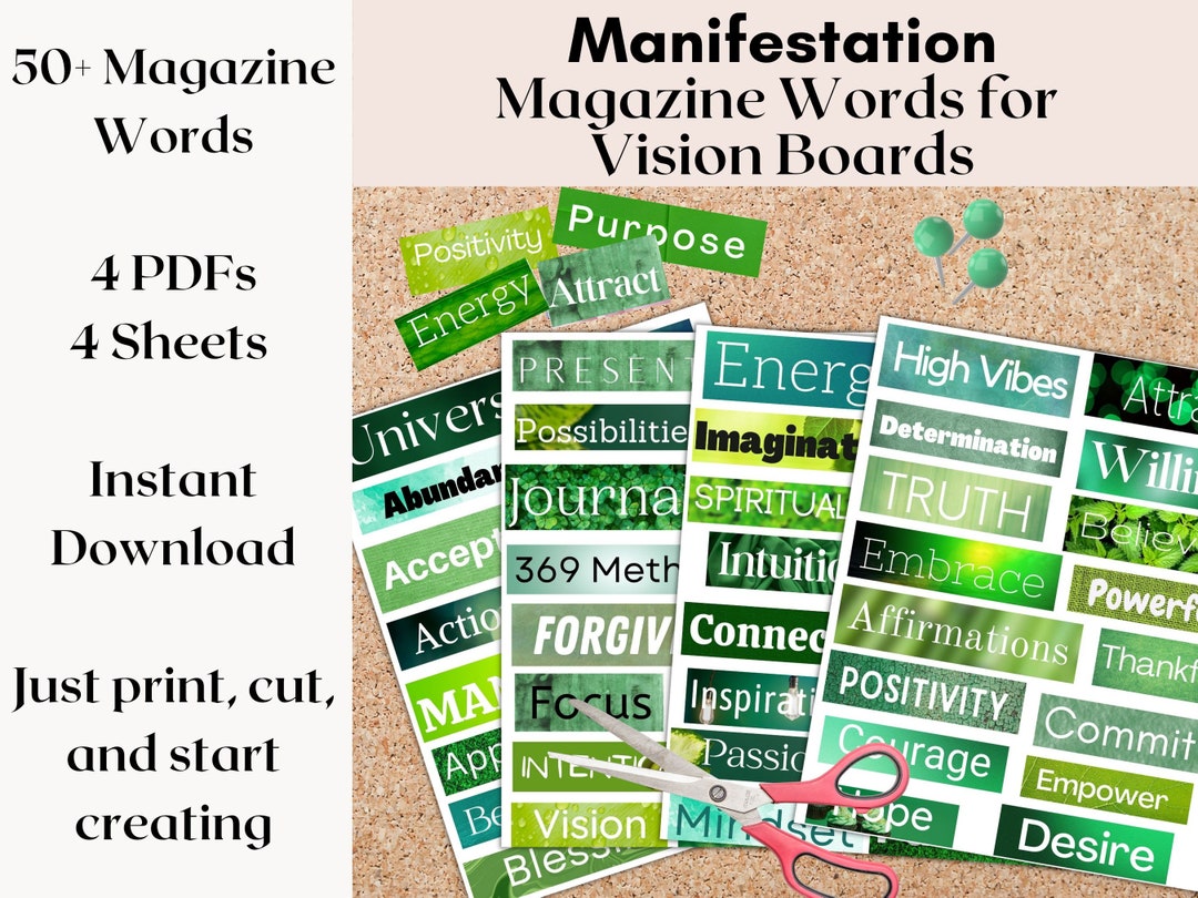 Vision Board Kit, Vision Board Printables, Printable Magazine Words ...