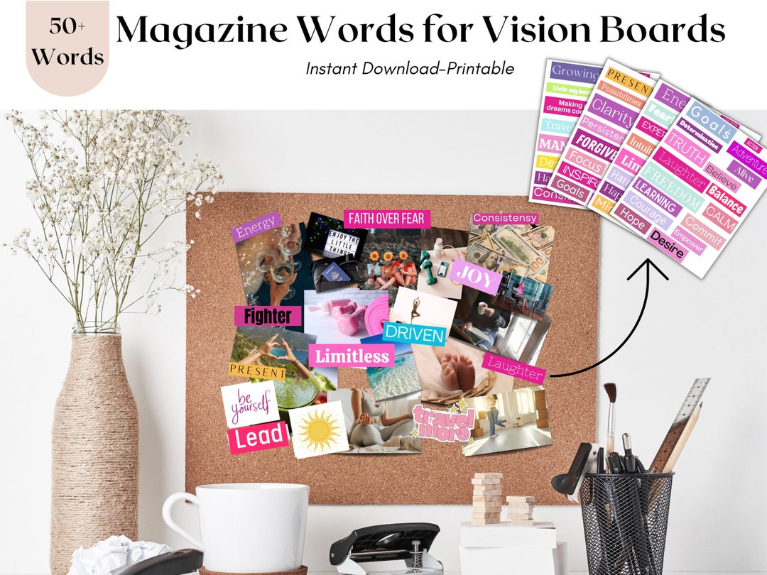Vision Board Kit, Vision Board Printables, Printable Magazine Words ...