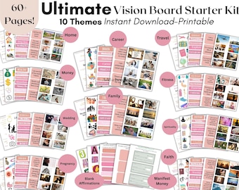 2024 Vision Board Kit With Printable Words, Quotes, Images, Frames