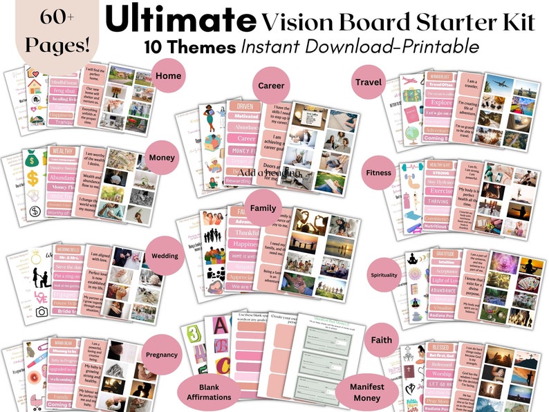Vision Board Kit, Vision Board Printables, Printable Magazine Words, Vision Board Template