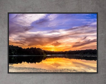 Sunset Photo Digital Print Download, Nature Wall Art, Lake Sunset digital photo