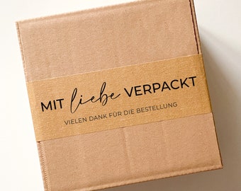 Recyclebares Papierklebeband "Mit liebe verpackt" 50m | Kleberolle Umweltfreundlich | Klebeband Bedruckt | Paketband mit Muster