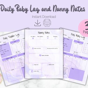 Nanny Notes for Nanny Binder Babysitter Notes Nanny Schedule and Baby Log Nanny Guide Babysitter Notes Nanny Planner Babysitter Checklist