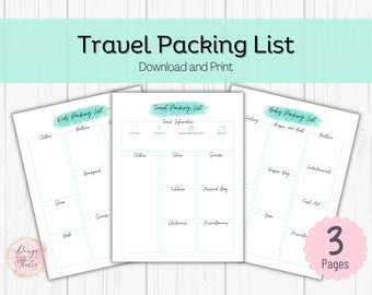 Packing Checklist for Travel Planner Family Packing List Kids Travel Packing List Vacation Planner Travel Essentials Vacation Packing
