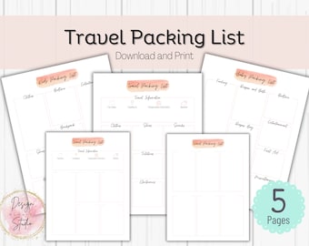 Packing Checklist for Travel Planner Family Packing List Kids Travel Packing List Vacation Planner Travel Essentials Vacation Packing