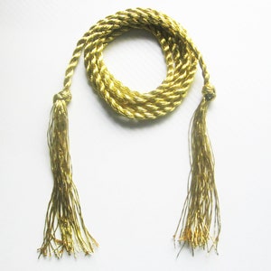 POYZA Glizz and Glamz Metallic Gold Long Twisted Knotted Rope Fringe Belt Various Size 65" 73" or 81" long x 3/8"wide Custom Order Available