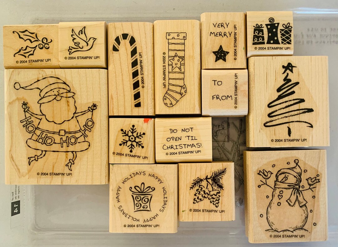 Christmas Holiday Rubber and Wood Stamps Stampin up Bundle Etsy