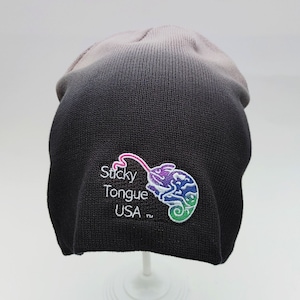 Sticky Tongue USA Ombre Slouchy - Stocking Cap - Chameleons - Fall Hat - Keep Warm - Black - Grey - One Size - Cotton