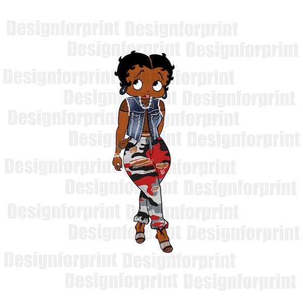 Black Betty png, Red Camouflage Betty Png Jean Vest, Trending , Sublimation,DTG