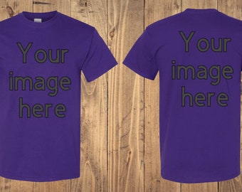 Gildan t-shirt mockup front and back - Purple