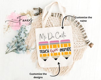 Teach Love Inspire Teacher Tote Bags, End of School Gift, Gifts for Him, Gifts for Her, Birthday Gift, Teacher Gift, First Day of School