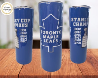 Toronto Maple Leafs Championship Tumbler, Hockey, Stanley Cup, Blue and White, Gift Idea, Father's Day, Birthday Gift, Personalize, Custom