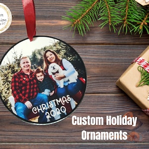Custom Christmas Ornament, Acrylic Round, Glitter, Holiday, Family, Xmas, Memorial, Gift Idea