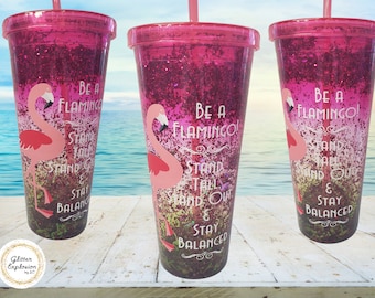 Flamingo Stand Tall Snowglobe Tumbler, Flamingo Confetti and Glitter, Stand Tall, Teacher Gift Ideas, Back to School