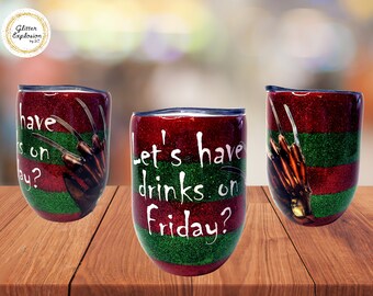 Freddy Krueger Tumbler, Halloween, Friday the 13th, Nightmare on Elm Street, Wine Tumbler, Gift Idea, Horror Film, Water Bottle Cup Custom