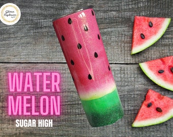 Watermelon Glitter Tumbler, Pink and Green, Summer Party Fun, Custom Personalize Tumbler