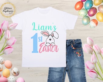 My First Easter | 1st Easter, Bunny, Chick, Easter Eggs, Party Shirt, Kids Custom Shirts, Easter Gift, Girls and Boys Easter, Personalized