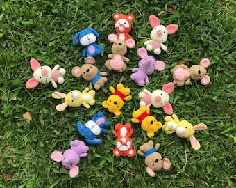 Conjunto de Winnie the Pooh y sus amigos a crochet: peluches de algodón hechos a mano