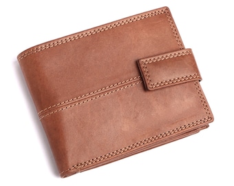 Cartera de cuero, Cartera de cuero para hombre, Cartera de cuero marrón, Regalo para el día del padre, Cartera de cuero plegable, Cartera de cuero genuino, Regalo para él