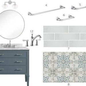 Badkamerafwerkingen en armaturen - Zacht blauwgroen en grijs ontwerp - Designer Picks - Remodel
