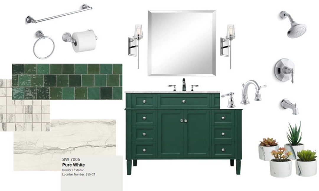 Bathroom Finishes and Fixtures Green and White - Remodel - Redesign ...