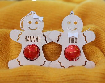 Weihnachtskugel - Anhänger für Schokokugel - Lebkuchen - Personalisiert, mit Namen, Advent, Geschenk für Kinder Weihnachten Christbaum