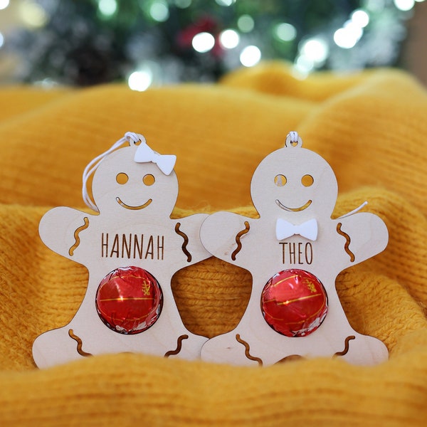 Weihnachtskugel - Anhänger für Schokokugel - Lebkuchen - Personalisiert, mit Namen, Advent, Geschenk für Kinder Weihnachten Christbaum