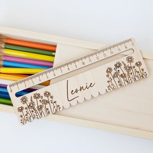 Ruler reading aid personalized, school child, bookmark different variants ruler DIY Blumen