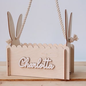 Drewniane pudełko wielkanocne - Bunny Love - spersonalizowane drewniane pudełko, drewniane pudełko, Wielkanoc, prezent, prezent wielkanocny, majsterkowanie, koszyk wielkanocny Gniazdo wielkanocne