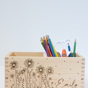 Stiftehalter Schreibtisch Organizer Stiftebox verschiedene Varianten personalisiert , Schulkind 2023 , DIY Wildblumen