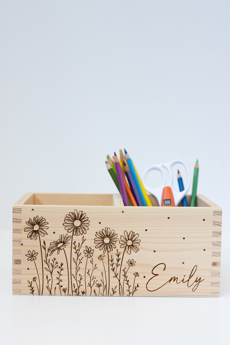 Stiftehalter Schreibtisch Organizer Stiftebox verschiedene Varianten personalisiert , Schulkind 2023 , DIY Wildblumen